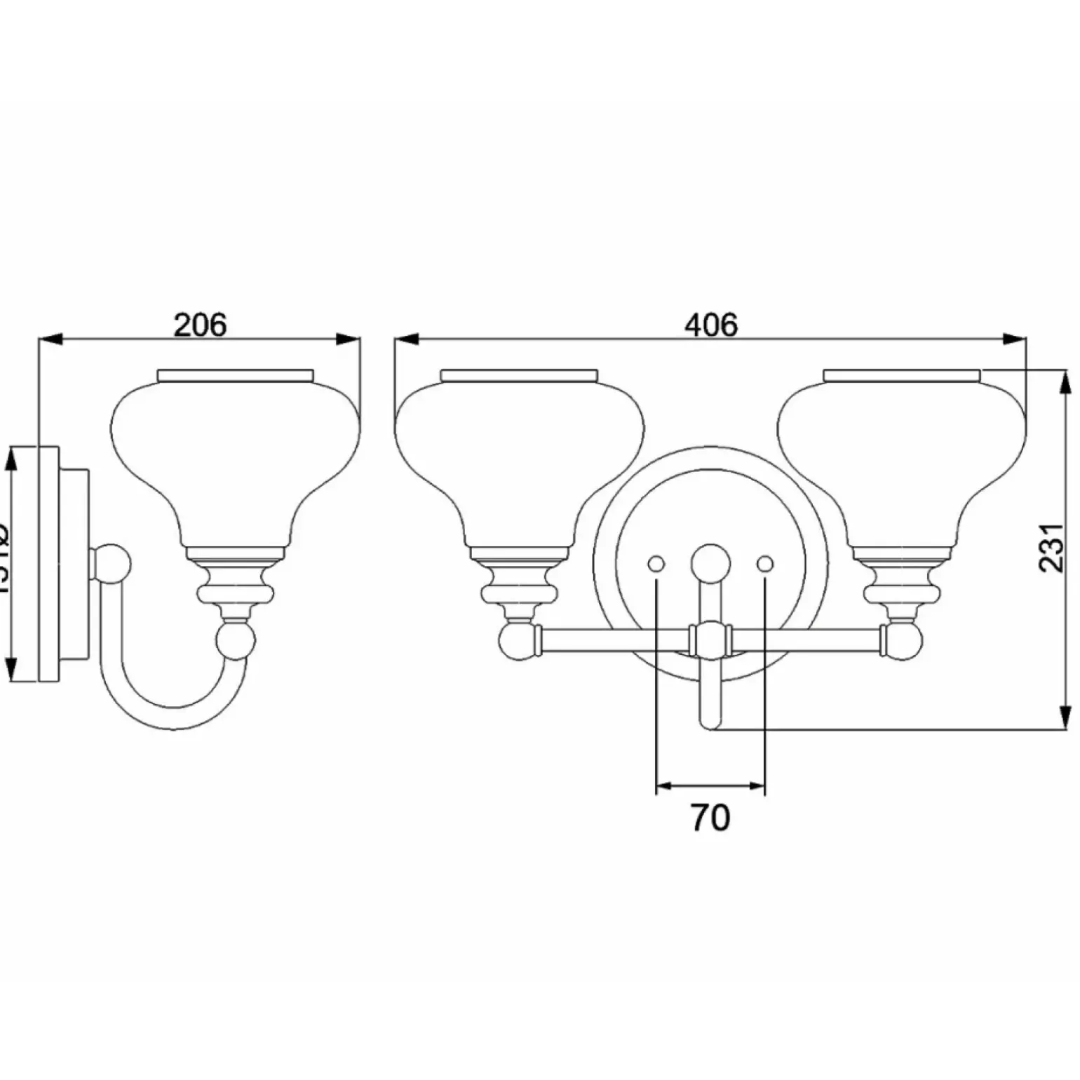 Sklep Kaja Dwupunktowy kinkiet ścienny HK-AINSLEY2-BATH z serii AINSLEY