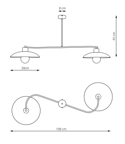 Sklep Kaja Dwuramienna lampa w stylu loftowym 1353/2 FOSTER 2 BLACK | Kaja