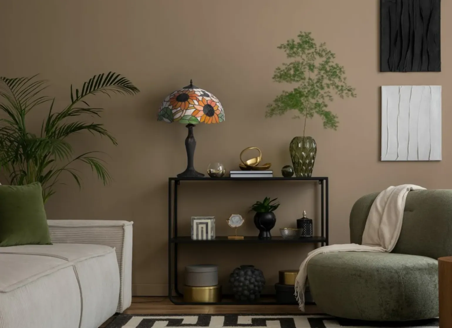 Sklep Kaja Efektowna lampka stołowa ze słonecznikami K-G16814 z serii SUNFLOWER