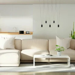 New Efektowna, liniowa lampa wisząca z tubami LP-432/5P BK TOLEDO | Kaja Żyrandole Nowoczesne