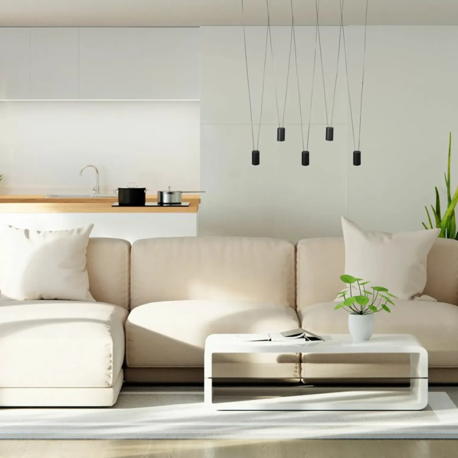 New Efektowna, liniowa lampa wisząca z tubami LP-432/5P BK TOLEDO | Kaja Żyrandole Nowoczesne