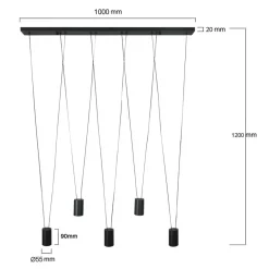New Efektowna, liniowa lampa wisząca z tubami LP-432/5P BK TOLEDO | Kaja Żyrandole Nowoczesne