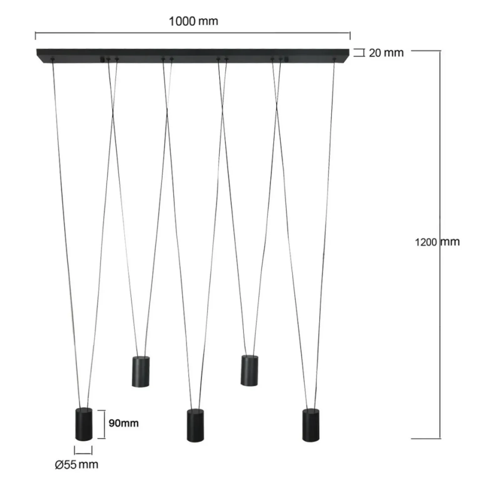 New Efektowna, liniowa lampa wisząca z tubami LP-432/5P BK TOLEDO | Kaja Żyrandole Nowoczesne