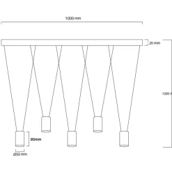New Efektowna, liniowa lampa wisząca z tubami LP-432/5P BK TOLEDO | Kaja Żyrandole Nowoczesne