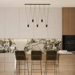 New Efektowna, liniowa lampa wisząca z tubami LP-432/5P BK TOLEDO | Kaja Żyrandole Nowoczesne