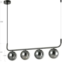 Hot Efektowna, pozioma lampa wisząca LP-005/4L GRAFIT ALISA | Kaja Żyrandole Nowoczesne