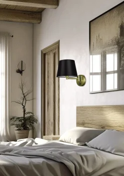 Sklep Kaja Efektowny kinkiet ścienny, z czarnym abażurem 21-27597 z serii IBIS | Kaja Oświe