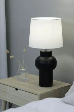 Sklep Kaja Elegancka, czarno-biała lampka z abażurem 108449 z serii SHAPE | Kaja