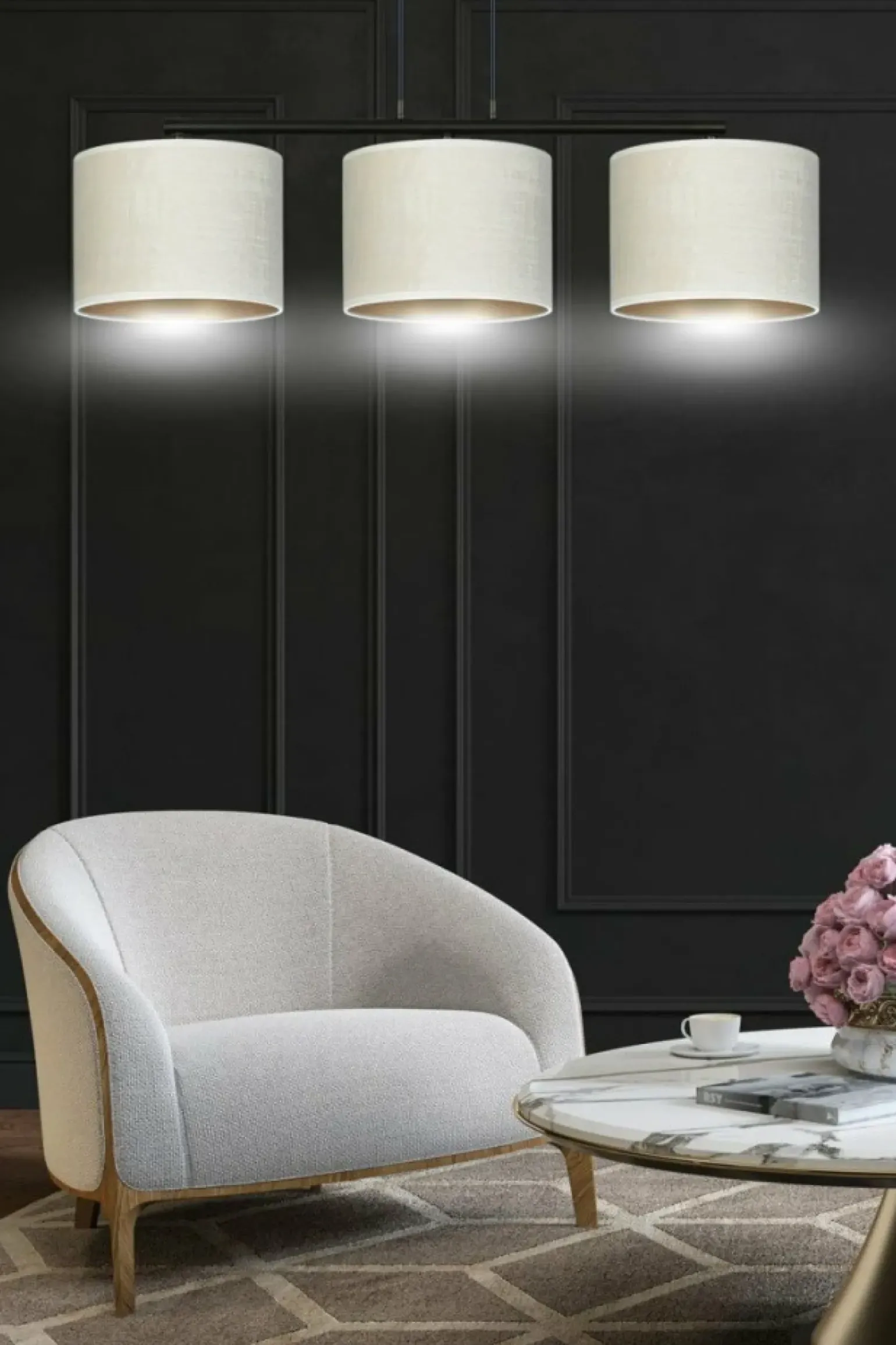 Store Elegancka lampa wisząca nad stół w jadalni 1052/3 HILDE | Kaja Żyrandole Nowoczesne