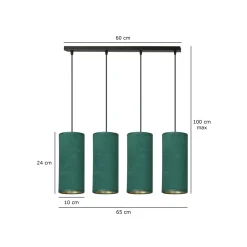 Sklep Kaja Elegancka lampa wisząca z zielonymi abażurami 1058/4 BENTE | Kaja