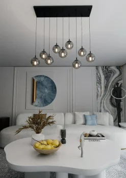 Hot Elegancka lampa wisząca z grafitowymi kloszami 712/9 | Kaja Żyrandole Nowoczesne