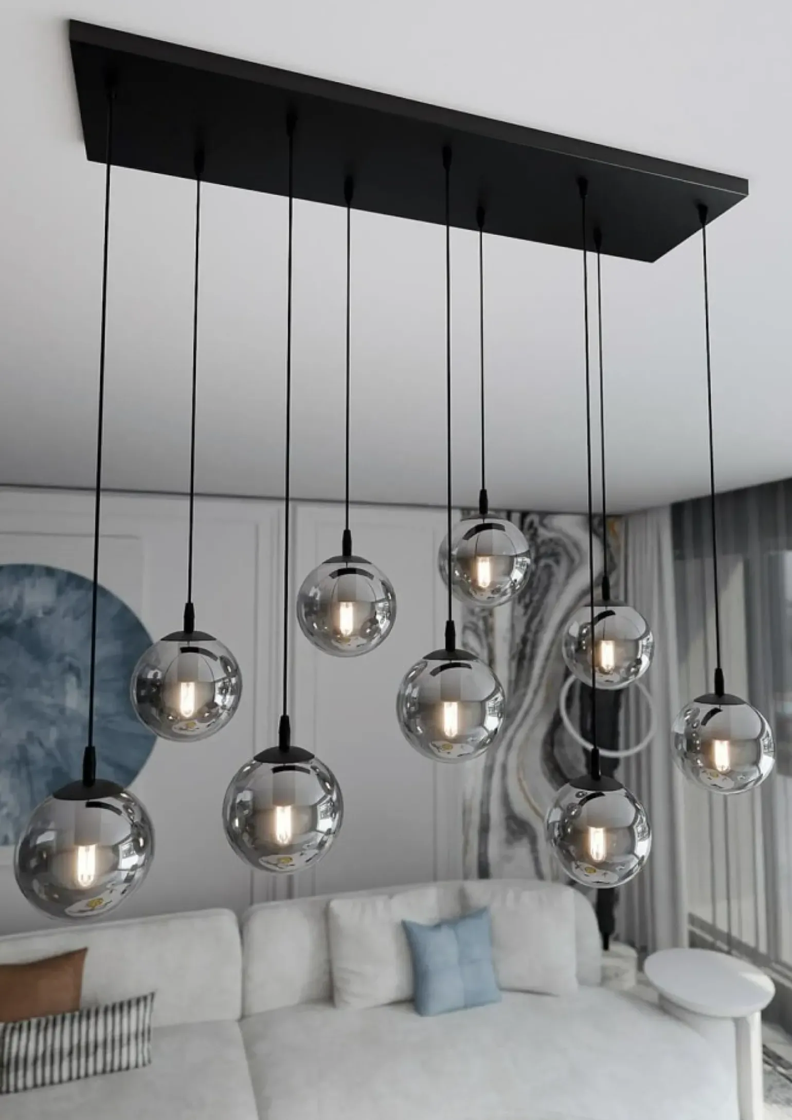 Hot Elegancka lampa wisząca z grafitowymi kloszami 712/9 | Kaja Żyrandole Nowoczesne