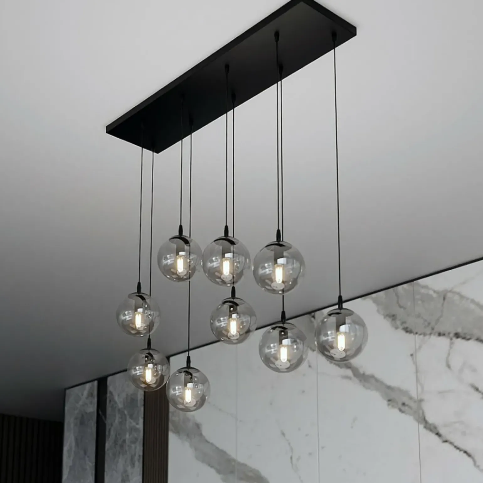 Hot Elegancka lampa wisząca z grafitowymi kloszami 712/9 | Kaja Żyrandole Nowoczesne