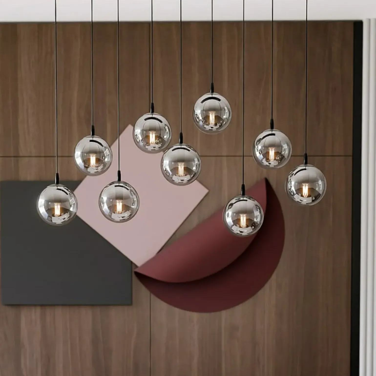 Hot Elegancka lampa wisząca z grafitowymi kloszami 712/9 | Kaja Żyrandole Nowoczesne