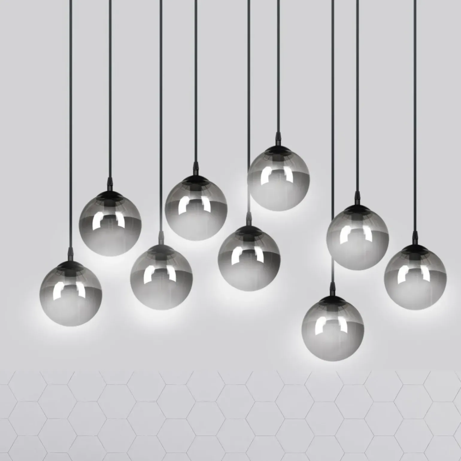 Hot Elegancka lampa wisząca z grafitowymi kloszami 712/9 | Kaja Żyrandole Nowoczesne