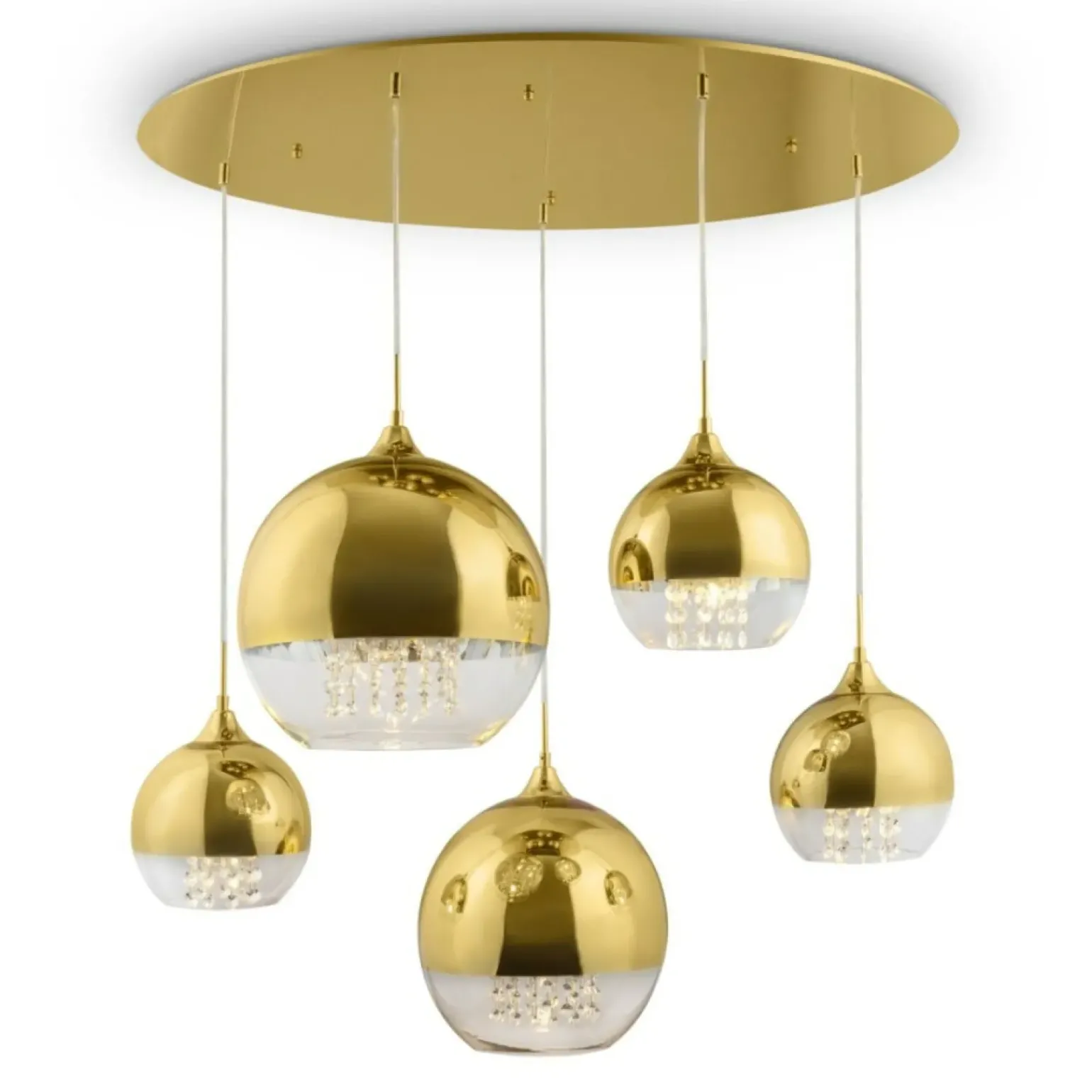 Best Elegancka, złota lampa z kulami P140-PL-170-5-G FERMI | Kaja Żyrandole Nowoczesne