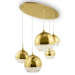 Best Elegancka, złota lampa z kulami P140-PL-170-5-G FERMI | Kaja Żyrandole Nowoczesne