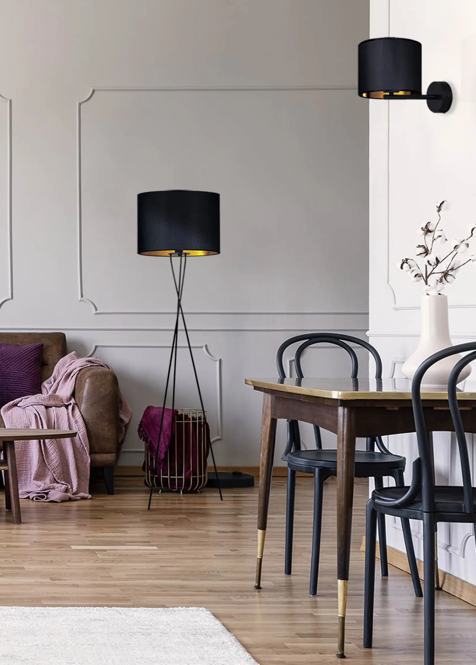 Sklep Kaja Elegancki kinkiet w kolorze czarno-złotym K-4328 | Kaja Oświetlenie