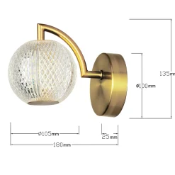 Sklep Kaja Elegancki kinkiet w złotym kolorze LP-2202/1W GD DIAMOND | Kaja