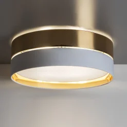 Sklep Kaja Elegancki plafon z biało-złotym abażurem TK 4772 z serii HILTON | Kaja