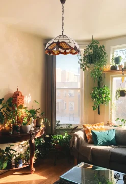 Sklep Kaja Elegancki żyrandol z witrażowym kloszem K-P161122 WITRAŻ | Kaja