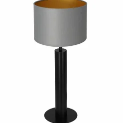 Sklep Kaja Estetyczna lampa nocna, szaro-złoty abażur LX 3665 z serii TABLE LAMPS