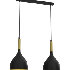 Store Estetyczna lampa wisząca, czarno-złote klosze LX 3954 z serii NOAK Żyrandole Nowoczesne