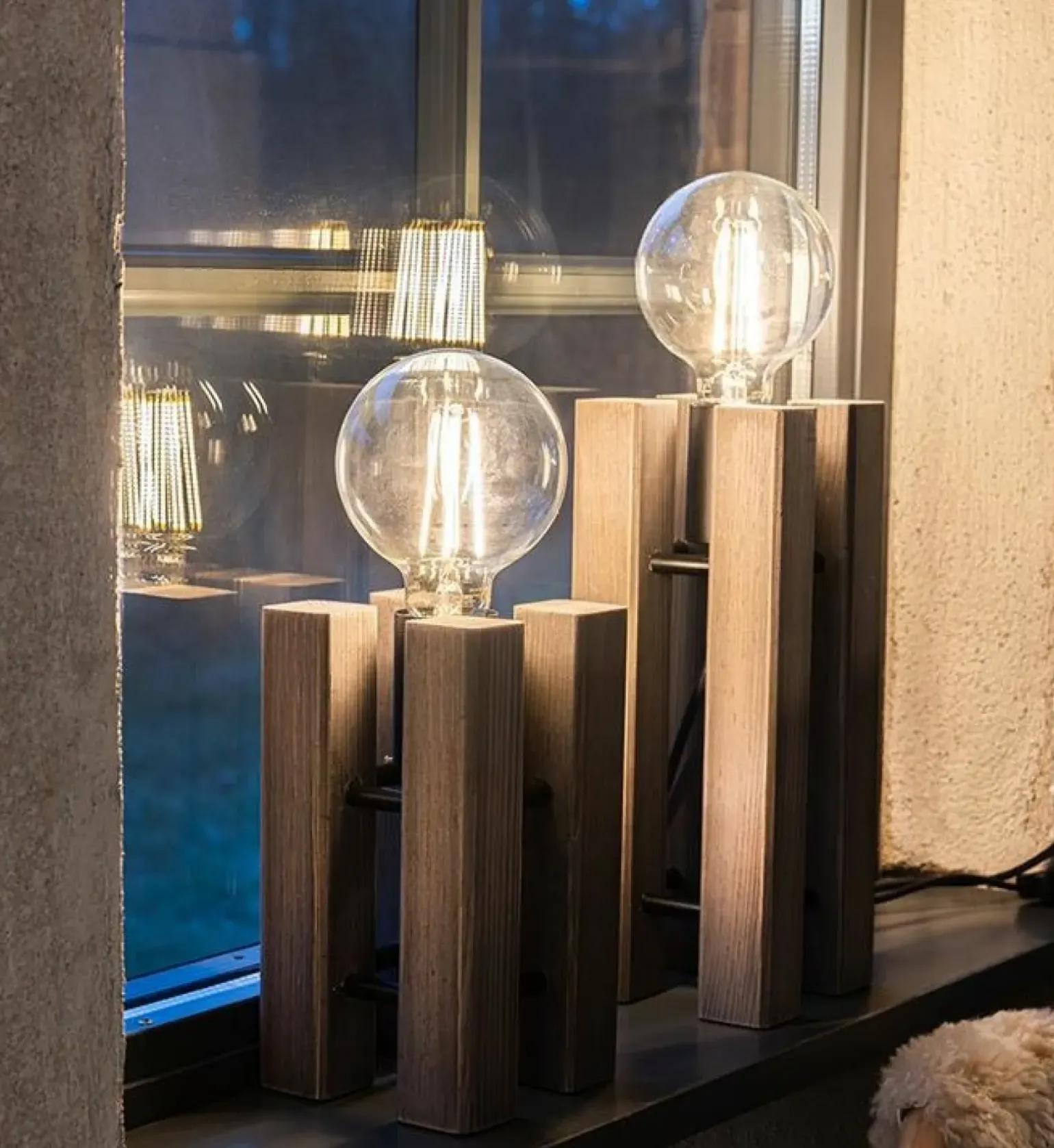 Sklep Kaja Geometryczna, drewniana lampka nocna bez klosza 108757 LODGE | Kaja