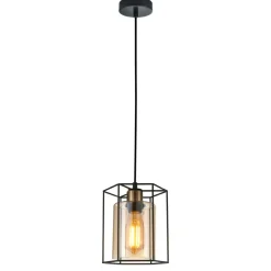 Best Sale Geometryczna lampa wisząca PND-78901-1-BK+AMB KALULA | Kaja Żyrandole Nowoczesne