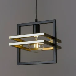 Best Geometryczna lampa wisząca do jadalni SIG 32386 z serii MERCI CZ/ZŁ Żyrandole Nowoczesne