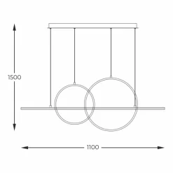 New Geometryczna, złota, ledowa lampa wisząca MD7358-2A-3GT CHOLET | Kaja Żyrandole Nowoczesne