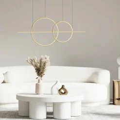 New Geometryczna, złota, ledowa lampa wisząca MD7358-2A-3GT CHOLET | Kaja Żyrandole Nowoczesne