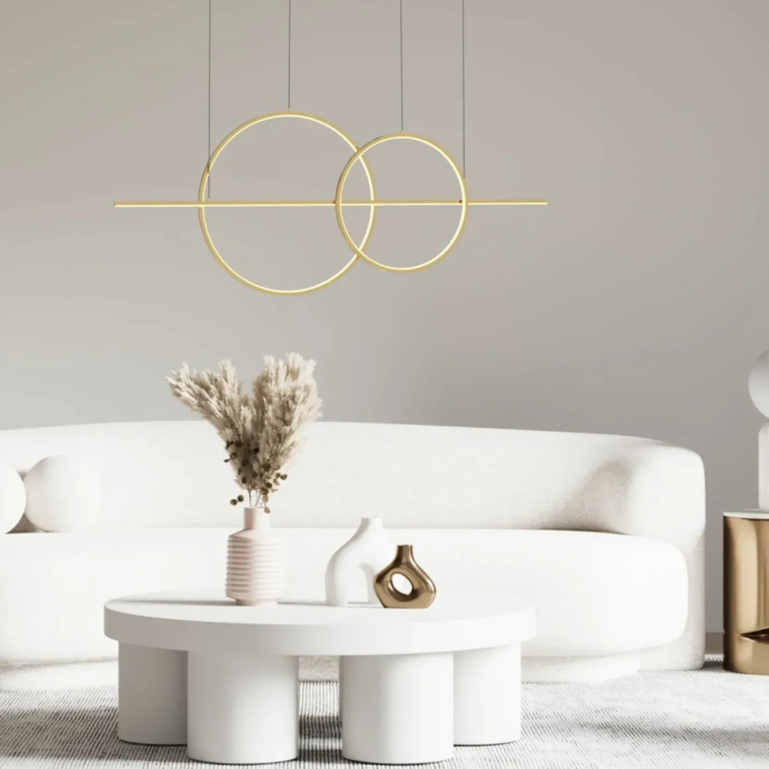 New Geometryczna, złota, ledowa lampa wisząca MD7358-2A-3GT CHOLET | Kaja Żyrandole Nowoczesne