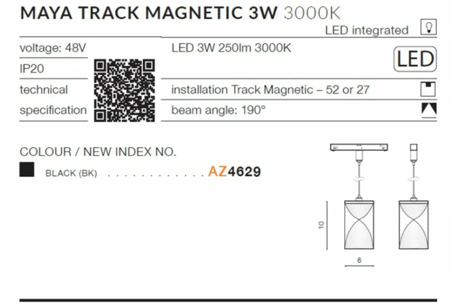 Sklep Kaja Głowica LED do szyny 1-fazowej AZ4629 MAYA | Kaja Oświetlenie
