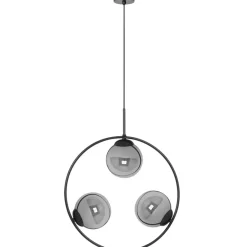 Outlet Grafitowa lampa wisząca, pionowy okrąg z kloszami K-5113 z serii DAVOS Żyrandole Nowoczesne
