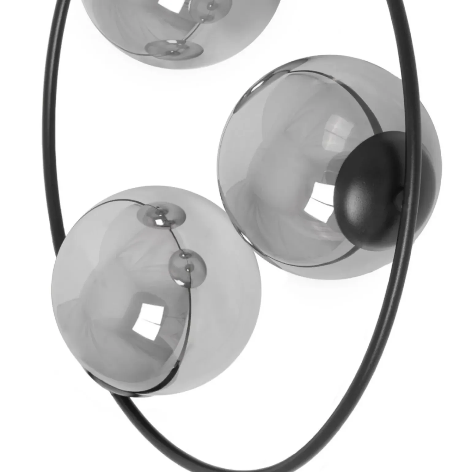 Outlet Grafitowa lampa wisząca, pionowy okrąg z kloszami K-5113 z serii DAVOS Żyrandole Nowoczesne