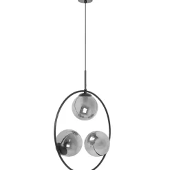 Outlet Grafitowa lampa wisząca, pionowy okrąg z kloszami K-5113 z serii DAVOS Żyrandole Nowoczesne