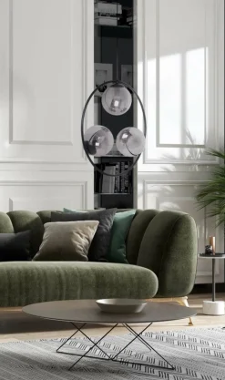 Outlet Grafitowa lampa wisząca, pionowy okrąg z kloszami K-5113 z serii DAVOS Żyrandole Nowoczesne