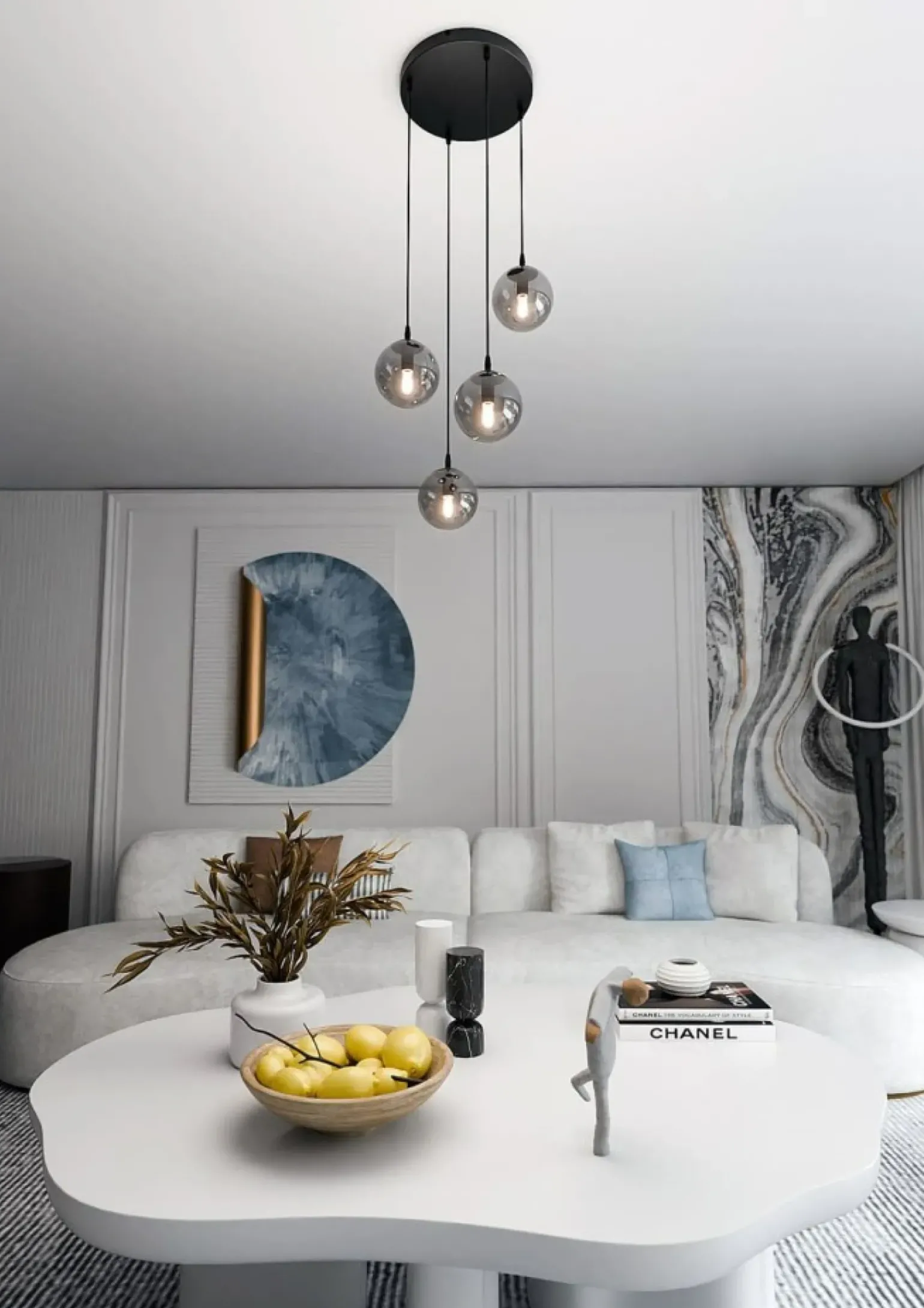 Outlet Gustowna lampa wisząca z regulacją wysokości 712/4PREM | Kaja Żyrandole Nowoczesne