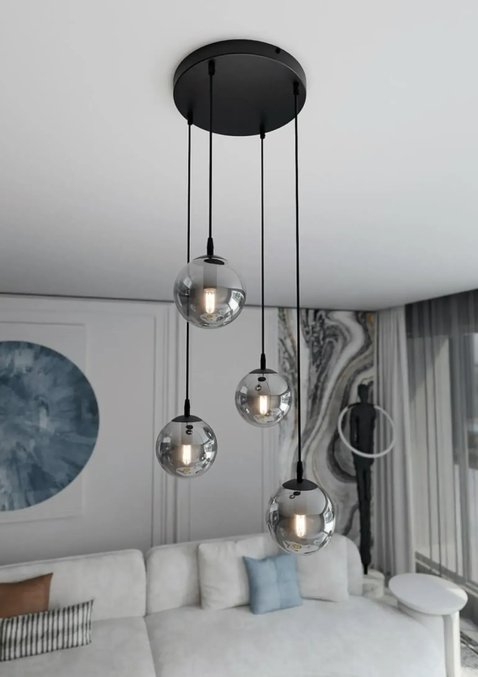 Outlet Gustowna lampa wisząca z regulacją wysokości 712/4PREM | Kaja Żyrandole Nowoczesne