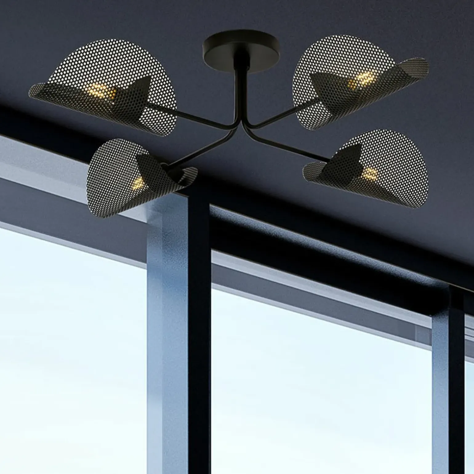 Store Industrialna, czarna lampa sufitowa 1171/4 GOMEZ | Kaja Oświetlenie Żyrandole Nowoczesne