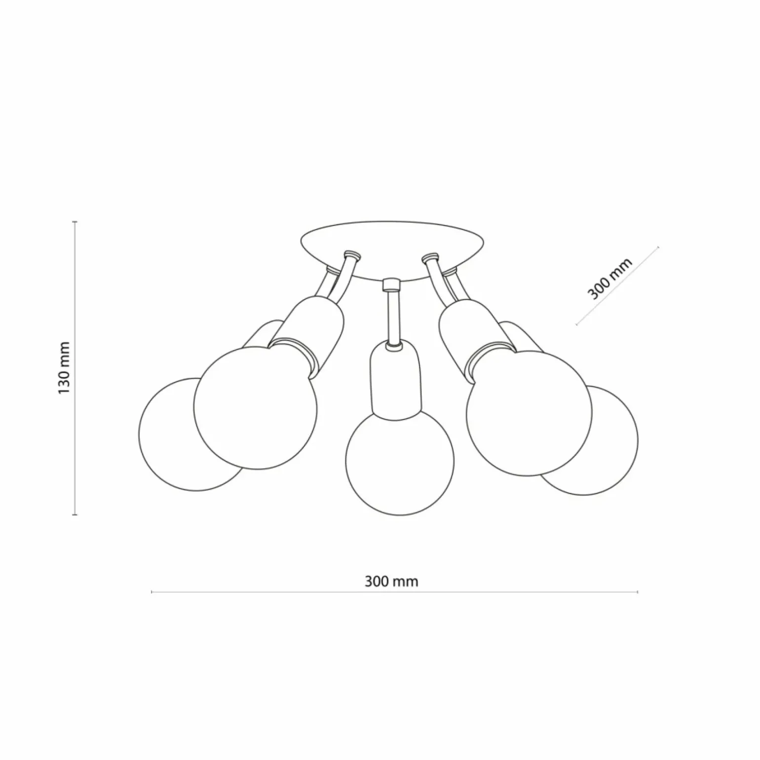 Sklep Kaja Industrialna, czarna lampa sufitowa bez kloszy TK 4830 z serii RUBIO