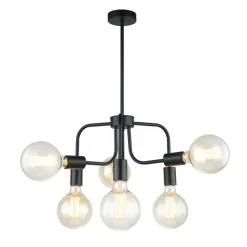 Store Industrialna lampa bez kloszy MDM-3678/6 BK KRISTY | Kaja Oświetlenie Żyrandole Nowoczesne