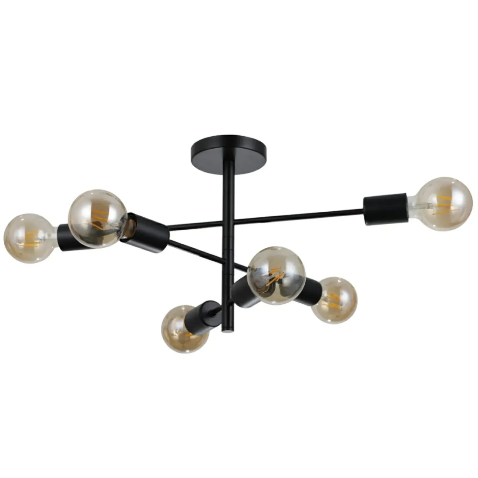 Best Sale Industrialna lampa sufitowa bez kloszy PND-4025-6-BL z serii PIANSI Żyrandole Nowoczesne