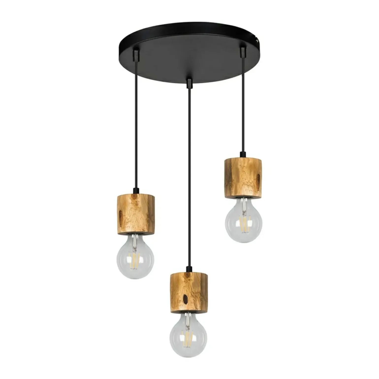 Best Industrialna lampa wisząca z drewnem, do kuchni 71689304R PINO | Kaja Żyrandole Nowoczesne