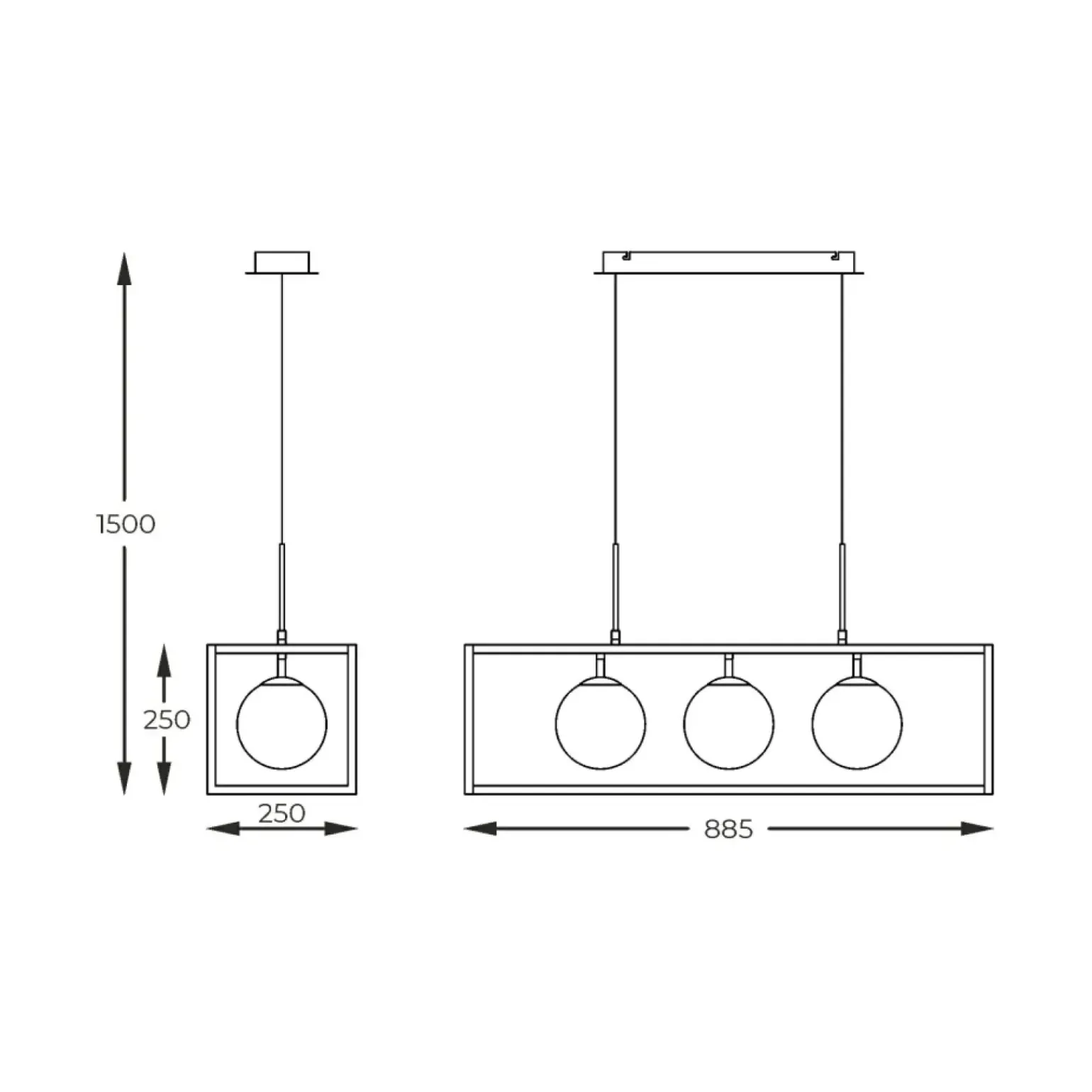 Outlet Industrialna lampa wisząca nad wyspę MD3115-3-3BT PIRO | Kaja Żyrandole Nowoczesne