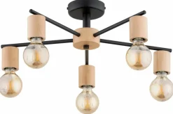 Best Industrialna lampa z drewnianymi oprawkami AL 63158 z serii ARICO | Kaja Oświetl Żyrandole Nowoczesne