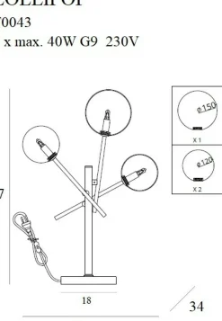 Sklep Kaja Industrialna, potrójna lampka stołowa MX T0043 LOLLIPOP | Kaja