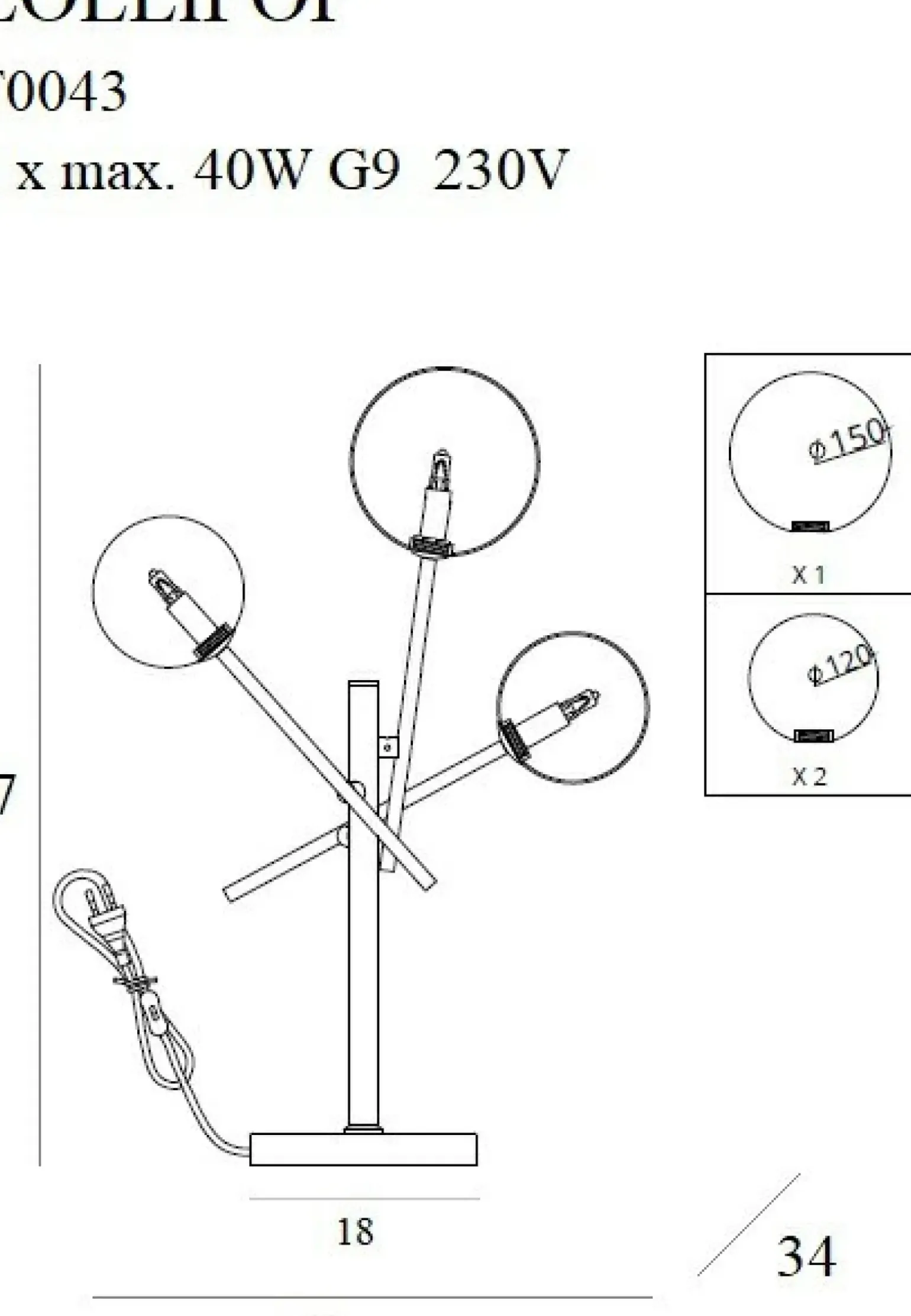 Sklep Kaja Industrialna, potrójna lampka stołowa MX T0043 LOLLIPOP | Kaja