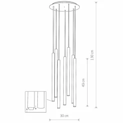 Cheap Kaskada różnokolorowych tub na okrągłej postawie 10704 LASER | Kaja Żyrandole Nowoczesne